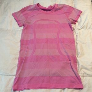 Pink lululemon swiftly tech short sleeve